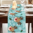 thumbnail image 3 of Table Runners 120 Inches Long Dress Scarves, Christmas Blue Farmhouse Coffee/Dining/Kitchen Table Runner for Living Room, Xmas Cute Elk Winter Leaves Cartoon Snowflake 13x120 Inch, 3 of 9
