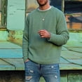 thumbnail image 1 of Suéter Cuello Redondo Mangas Raglán Largas Color Sólido Casual Cómodo Hombres Jersey Verde L, 1 of 5