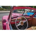 thumbnail image 2 of Miglavs, Janis 18x13 Black Ornate Wood Framed with Double Matting Museum Art Print Titled - View into drivers seat of classic convertible pink American car parked in Vieja-Havana-Cuba, 2 of 4