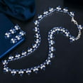 thumbnail image 5 of EOEMY Dainty Royal Blue Cz Bridal Leaf Shape Chorker Necklace Earring Prom Jewelry Set, 5 of 9