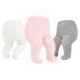thumbnail image 2 of Zando Baby Girl Tights Thick Cable Knit Leggings Stockings Cotton Pantyhose for Newborn Infant Toddler White Light& Grey& Pink with Bow 2-4T, 2 of 6
