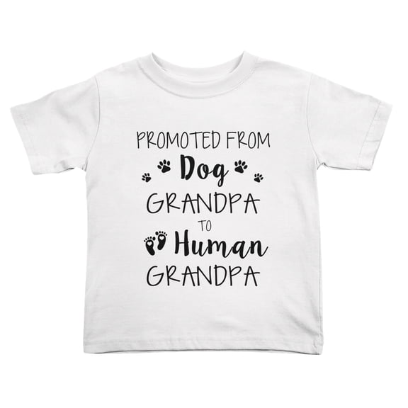 Pregnancy Announcement:Promoted From Dog Grandpa To Human Grandpas Cute Toddler Tshirts for Boys Girls (White, Youth M)