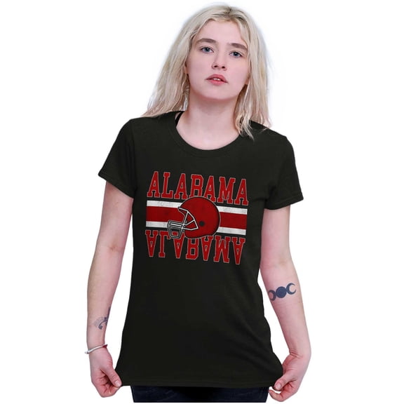Alabama Football Helmet AL Sports Fan Womens Slim Fit Graphic Tee Brisco Brands S