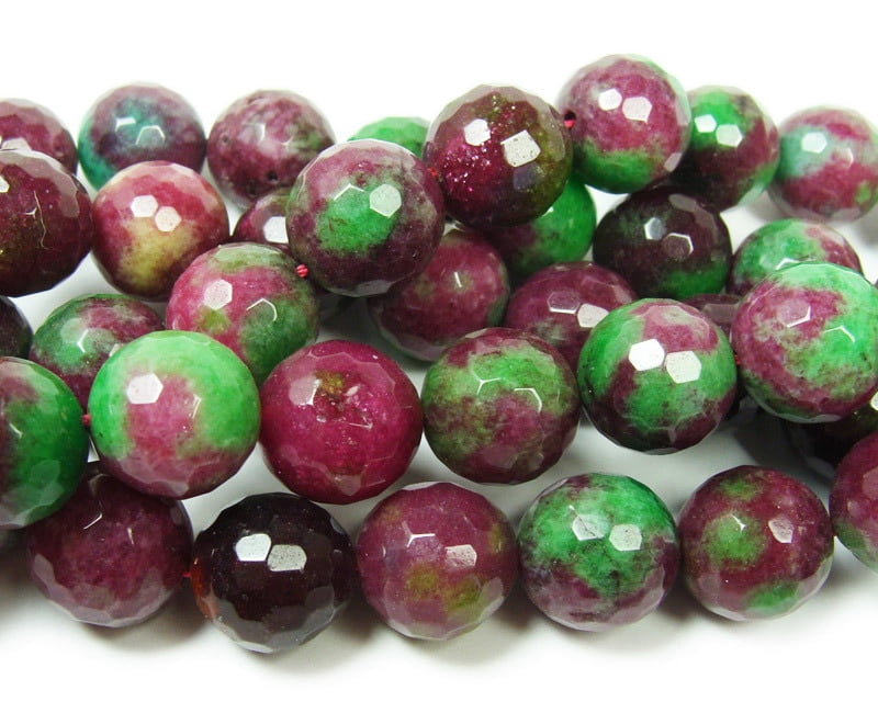 1314mm Dark red and green jade faceted round beads Genuine Natural