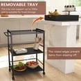 thumbnail image 2 of Melocadol Rolling Kitchen Cart, 3-Tier Utility Cart on Wheels with Storage, with Detachable Server Tray for Living Room, Balcony, Drink Service, Black, 2 of 4