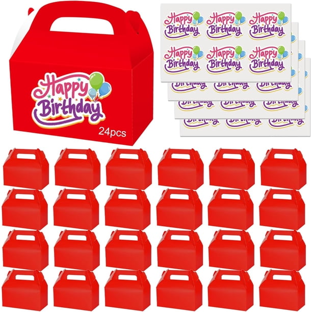 24 Piezas de Bolsas para Dulces de Cumpleaños Fiestas Infantiles,cajas de regalo para fiestas de papel con asa,para Cumpleaños, Bodas, Embalajes, Regalos,Navidad