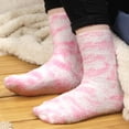thumbnail image 5 of BambooMN Women's Girl Fuzzy Warm Fluffy Tie-Dye Colorful Fun Crew Socks - Raspberry Sorbet - Extra Large - 2 Pairs, 5 of 6