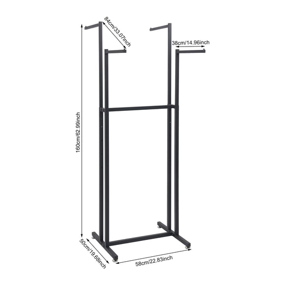 160x58x50cm 4-Head Clothes Rack, Garment Rack, Freestanding Clothes Rack Black