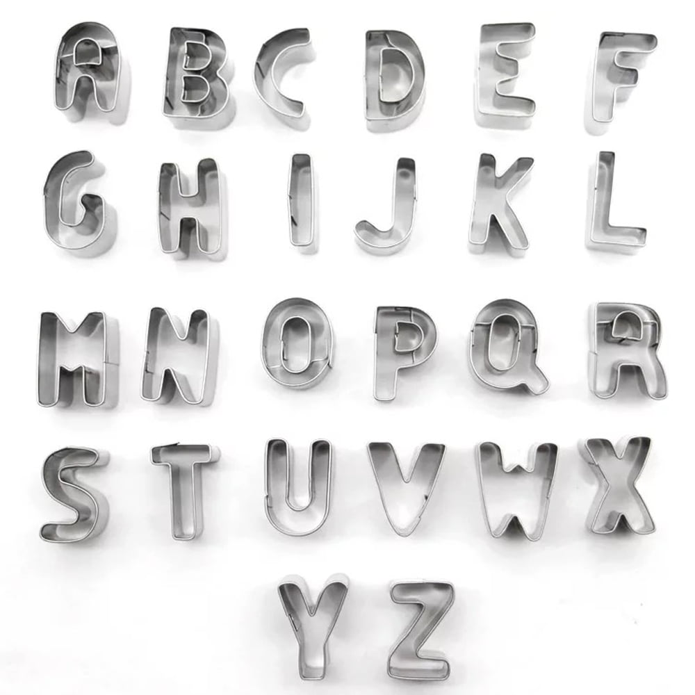 Details about   26 English Letters Alphabet Cookie Cutters Set Fondant Cake Mold Stainless Steel 