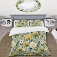 thumbnail image 2 of Designart "Serene Green Garden Blooms I" Juego de cama blanco Cottage con fundas, 2 of 7