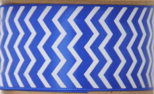 Offray Ribbon, Chevron Royal Blue 1 1/2 inch Single Face Satin Polyester Ribbon for Sewing, Crafts, and Gifting, 9 feet, 1 Each
