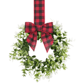 thumbnail image 4 of Small Wreath, 2 Pcs 9‑Inch Farmhouse Christmas Mini Wreath, Pre‑Made Artificial Holiday Wreath with Hand‑Tied Red Black Buffalo Plaid Ribbon Bow for Cabinet & Porch Decor, 4 of 5
