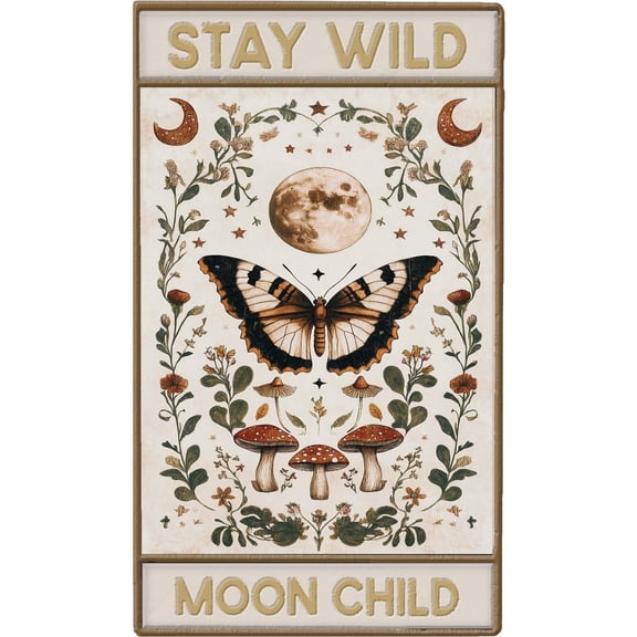 Funny Stay Wild Moon Child Aluminum Tin Sign 12 x 8 Inch Vintage Wall Decor