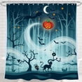 thumbnail image 1 of Whimsical Halloween Shower Curtain - Spooky Forest Scene o-Lanterns, 1 of 4