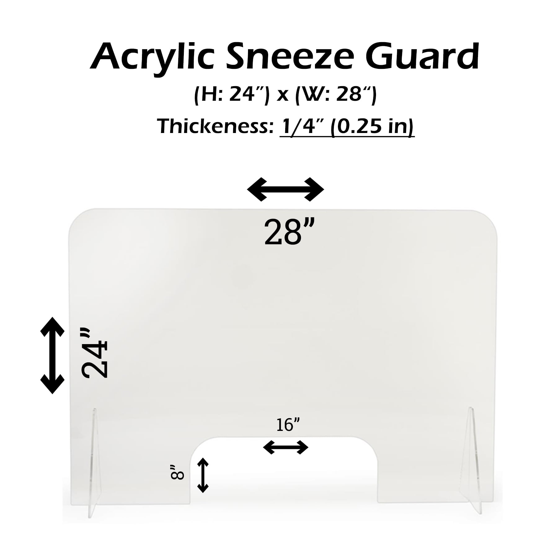 Desktop Plexiglass Sneeze Guard 24" x 24" Countertop Germ Barrier Acrylic 