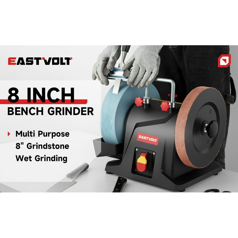Eastvolt 8 Inch Low Speed Wet Grinding Machine, 120RPM Water Cooled  Sharpening System for Household Knives and Woodworking Tools 