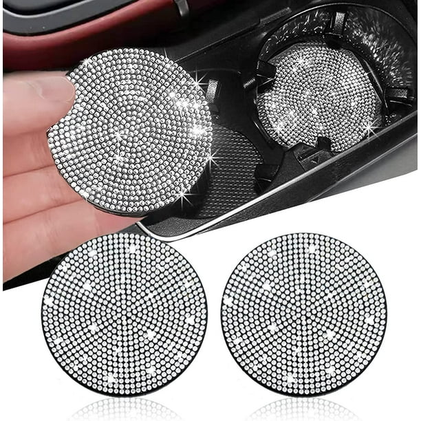 Juego de 4 piezas para decoración de coche: portavasos, posavasos con diamantes de imitación, accesorio interior, posavasos.