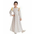 thumbnail image 4 of GDREDA Tenues d'Été pour Filles Robe à Manches Longues à Fleurs Décontractée Robes Imprimées à Fleurs Robe à Taille Nouée pour Enfants Robe Maxi Tenues et Ensemble pour Filles Jaune, 13-14 Ans, 4 of 9