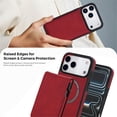 thumbnail image 6 of Leather For iPhone 17 Pro Max Case With  2-in-1 Pop-up Card Holder, Wallet Case For Women Men With RFID Blocking, Durable Leather Kickstand Magnetic Clasp Shockproof Phone Case,Red, 6 of 8