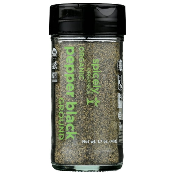 (Pack of 3), Spicely Organics Organic Ground Black Peppercorn, 1.7 oz