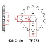 JT Front Sprocket | 13 Tooth | 428 | Steel (JTF273.13)