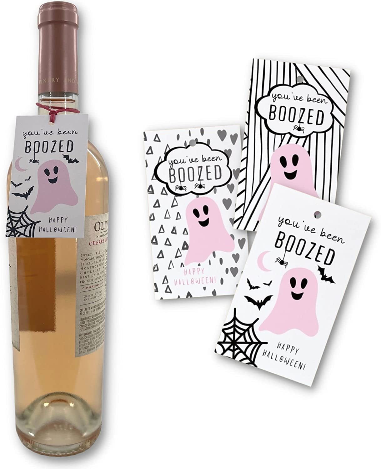 Youve Been Boozed Hang Tags for Halloween Fall Ghost Pink Boo 15 Pack