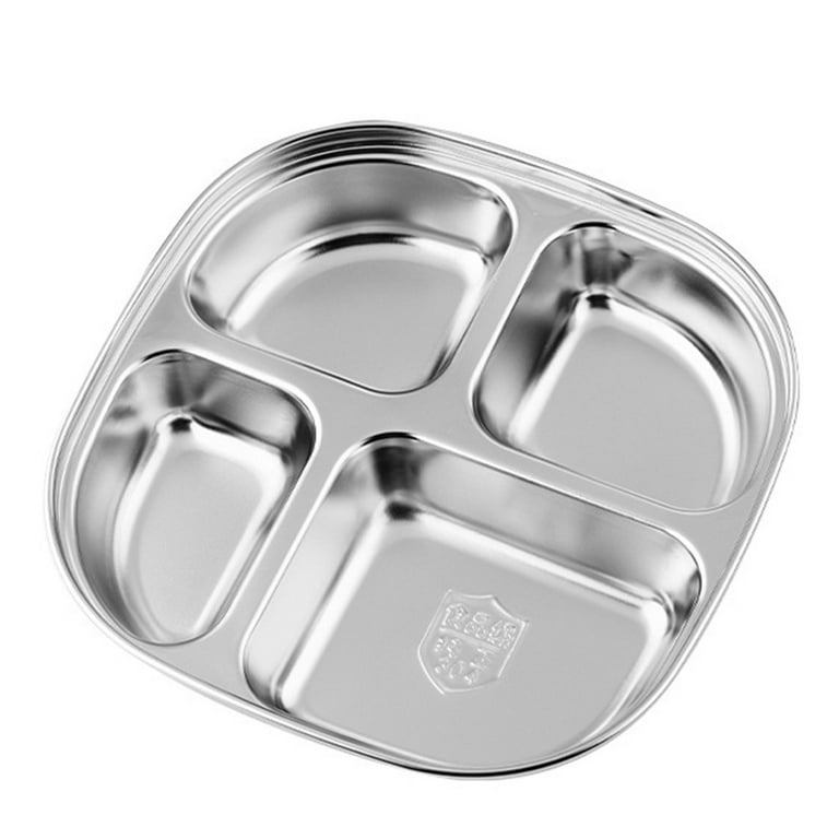 Stainless Steel Dinner Plate With Lid Student Fast Food Tray