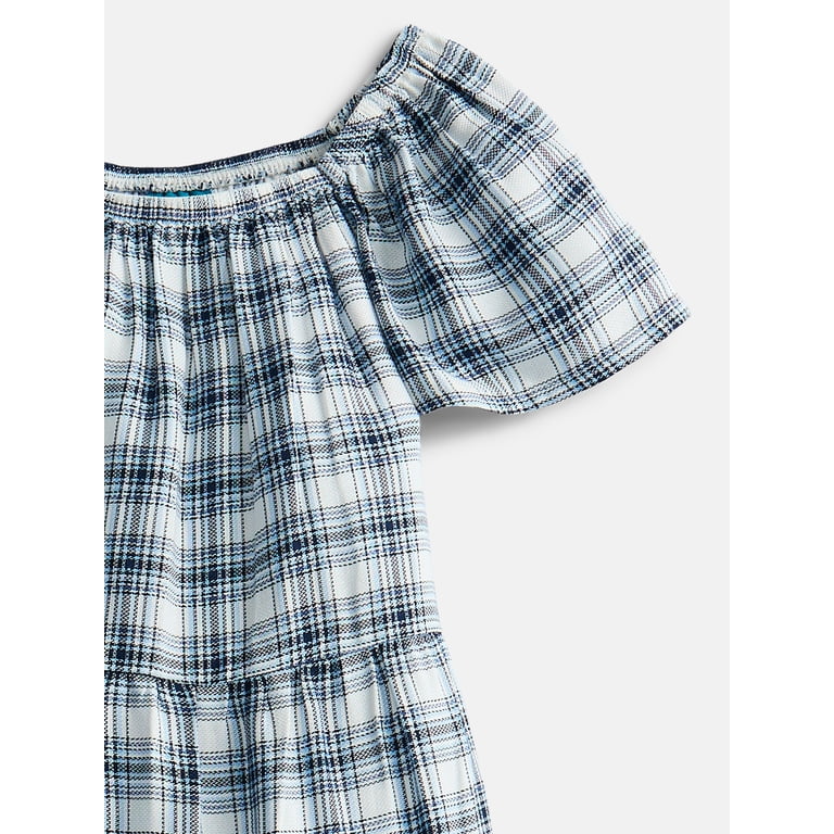 Wonder Nation Girls Woven Tiered Dress with Short Sleeves photo 2