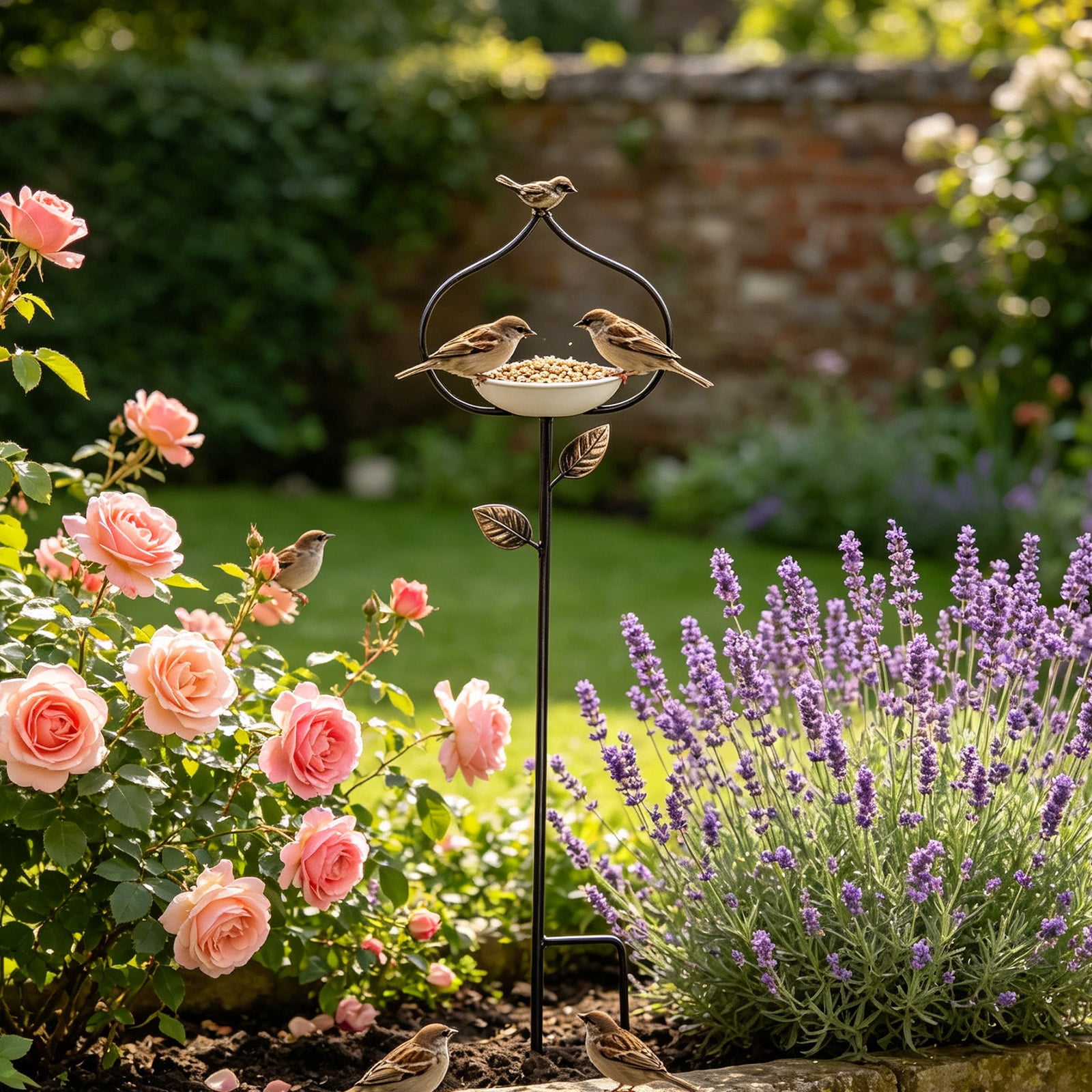 Wild Bird Feeders Metal Outdoor Decor Bird Feeder with Pole Outdoor Decorations for Yard Outdoor Yard Decor Lawn Decorations Outdoor