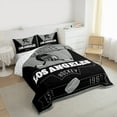 thumbnail image 3 of jejeloiu Hockey City Bedding Comforter Set,Los Angeles Twin Comforter Sets,Black Gray Bedding Set For Child,Luxury Bedroom Decor Reversible,2pcs, 3 of 8