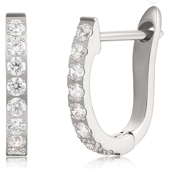 Leander Hypoallergenic Pure Titanium Huggie Hoop Earrings, F136 Implant Grade Titanium Small U-Shaped Cuff Earrings Lightweight for Women Sensitive Ears