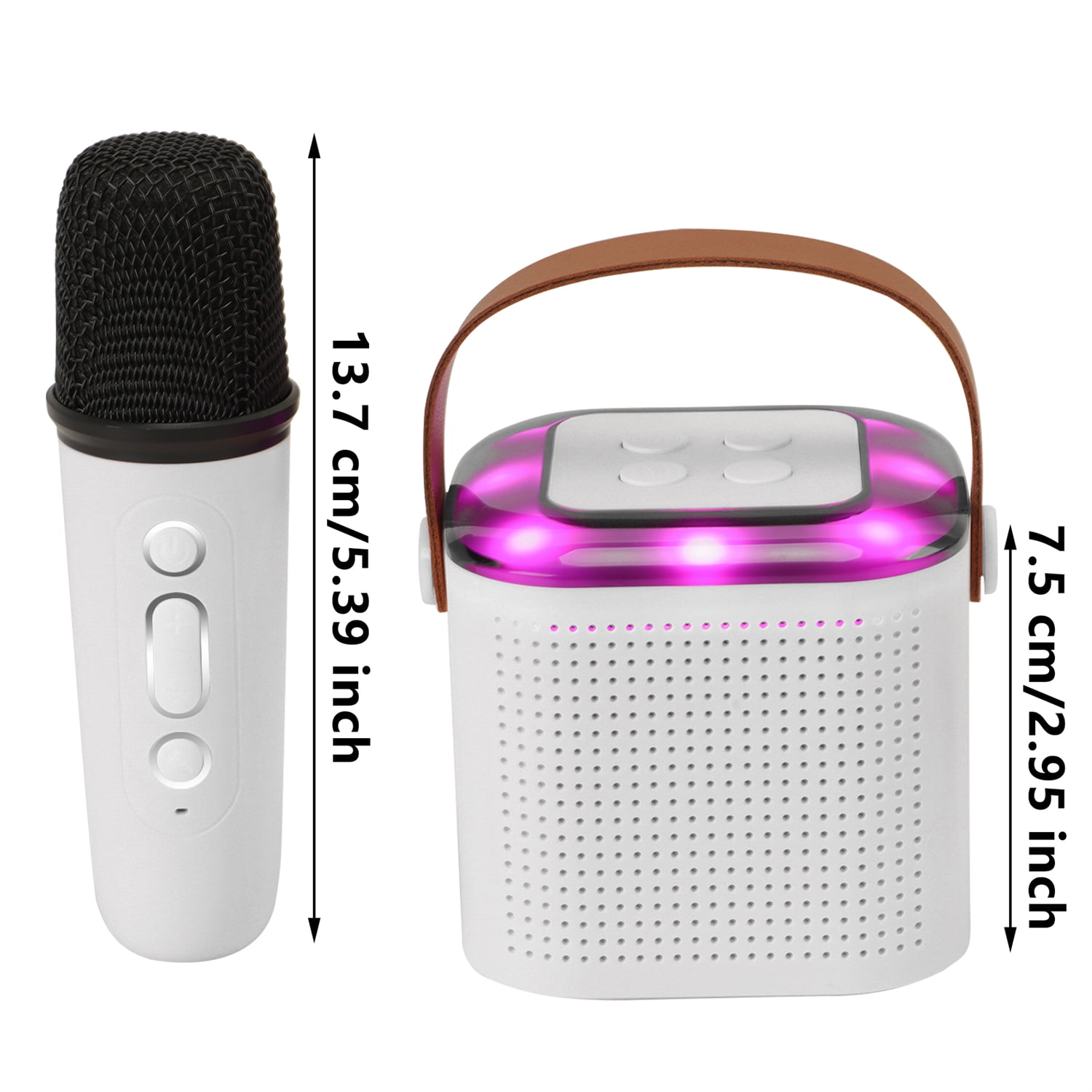 Karaoke Machine, Mini Portable Bluetooth Karaoke Singing Speaker for Adults Kids, with 2 Wireless Mics and Lights, Ideal Gifts for Girls Boys