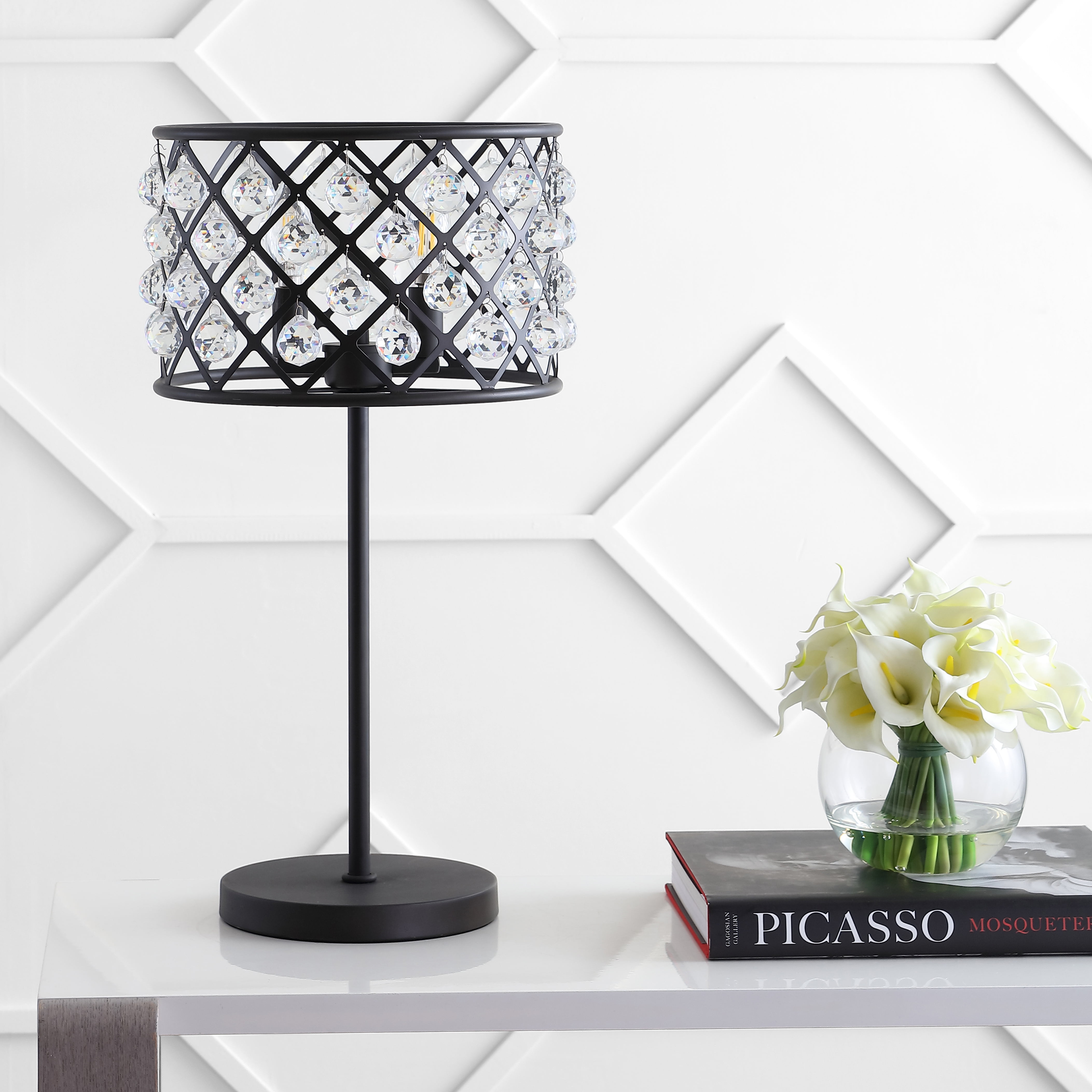 bronze and crystal table lamp