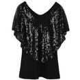 thumbnail image 4 of PrettyGuide Women's Tunic Tops Sequin Overlay Cold Shoulder Glitter Cocktail Party Blouse Top, XX-Large, 4 of 7