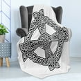 thumbnail image 4 of Celtic Soft Flannel Fleece Throw Blanket, Celtic Traditional Culture in Abstract Braided Knots Design, Cozy Plush for Indoor and Outdoor Use, 60" x 80", White and Black, by Ambesonne, 4 of 5