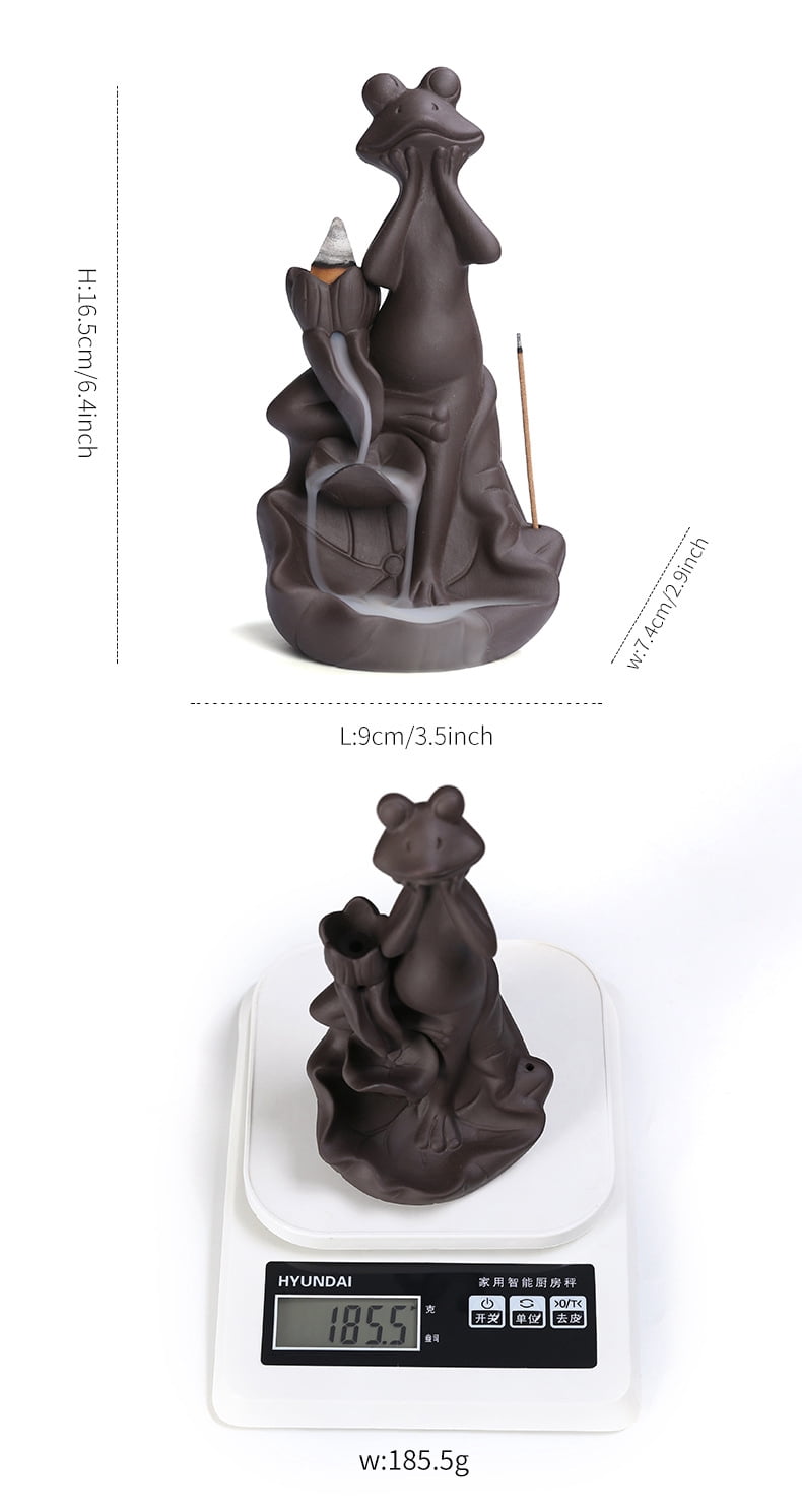 Frog Incense Holder - Ceramic Incense Burner for Sticks & Cones, Home Desk Decor, Aromatherapy, Yoga, Meditation - Frog-Themed Zen Gift