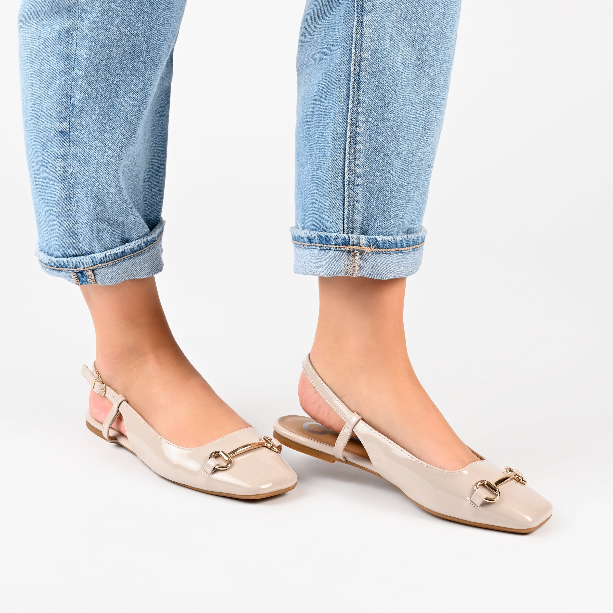Journee Collection Womens Ceecy Tru Comfort Foam Sling Back Buckle Square Toe Flats