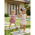 thumbnail image 4 of BemeyourBBs Baby Girl Cutest Little Sister Outfit Newborn Baby Girls Summer Clothes 0 3 6 12 18 Months Letter Embroidery Frills Sleeveless Waffle Romper Elastic Waist Ruffled Skirt Headband 3Pcs Set, 4 of 9