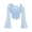 02Blue, variant on jiaxiM Off Shoulder Tops for Women Plus Size 2 in 1 T Shirt Ruched Sheer Bell Long Sleeve Tee