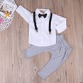 thumbnail image 3 of Musuos Baby Boy Formal Gentleman Bib Pants + Long Sleeve Top Bow Outfit, 3 of 6