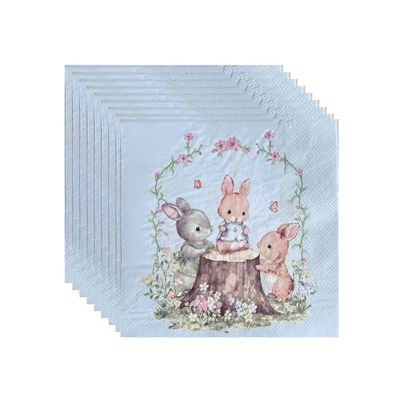 HuiXinOu 20 Pieces Easter Bunny Paper Napkins, Colorful Rabbit Themed Disposable Dinner Napkins for Party Table Decorations Birthday Celebration