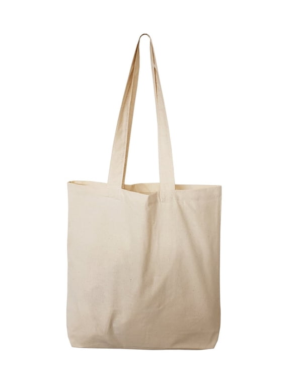 12 Pack Natural Cotton Canvas Tote Bags with 26" Long Handles 15x16
