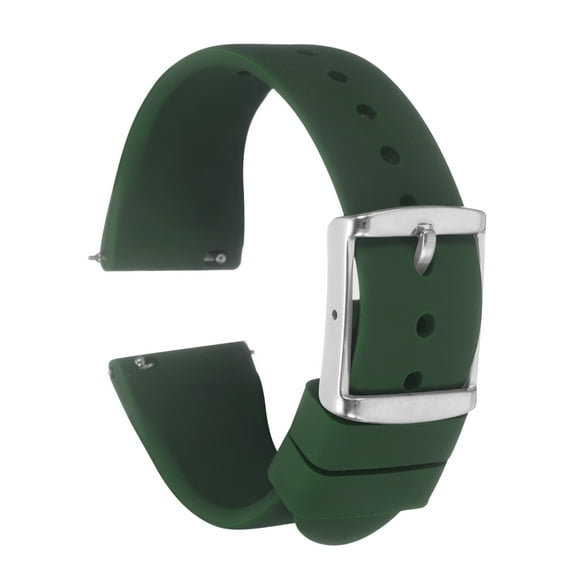 Uxcell Silicone Watch Band 20mm Quick Release Rubber Replacement Watch Strap with Stainless Steel Silver Clasp, Deep Green