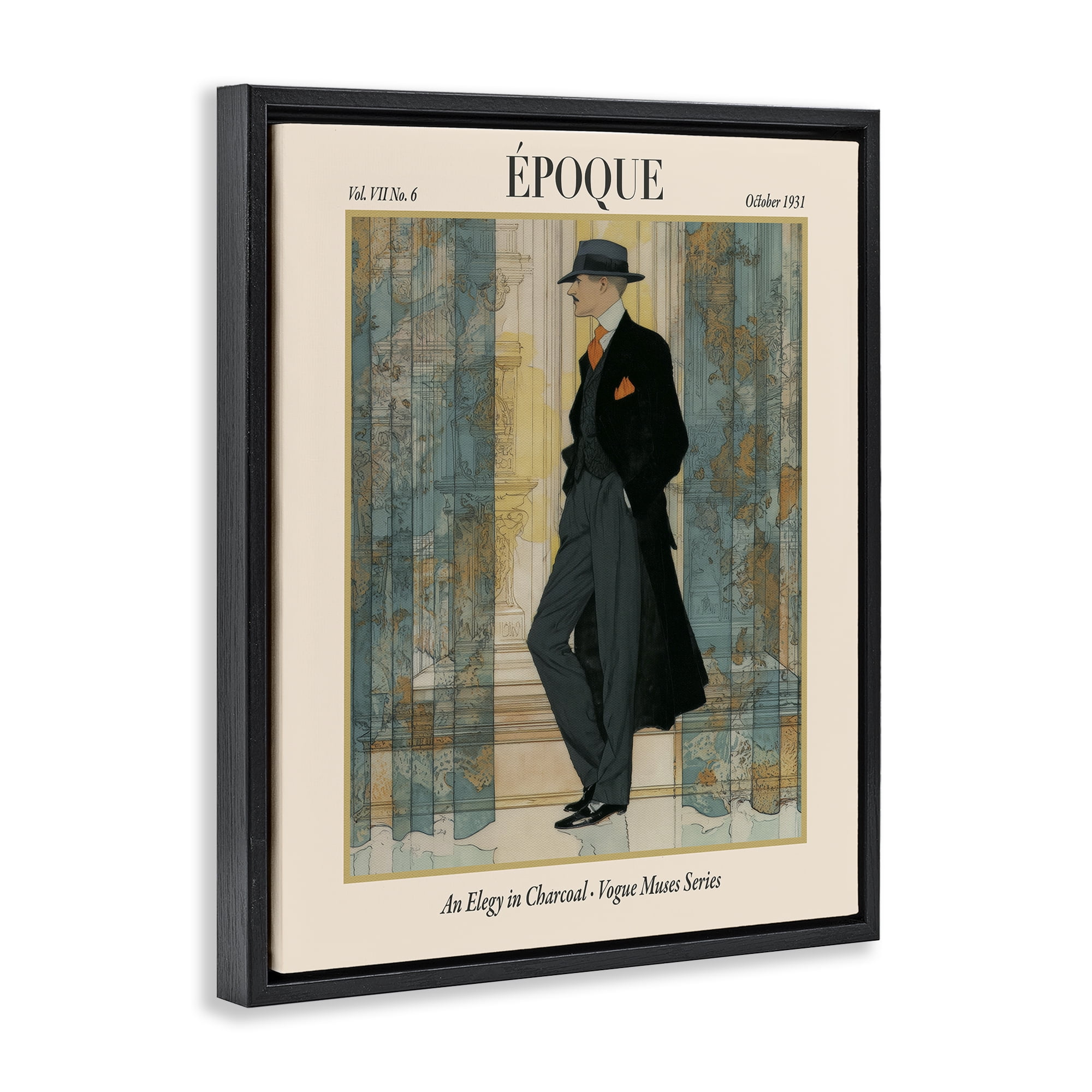 Stupell Industries The Gentleman Magazine Black Framed Floater Canvas Wall Art, design by A Barefoot Stylist