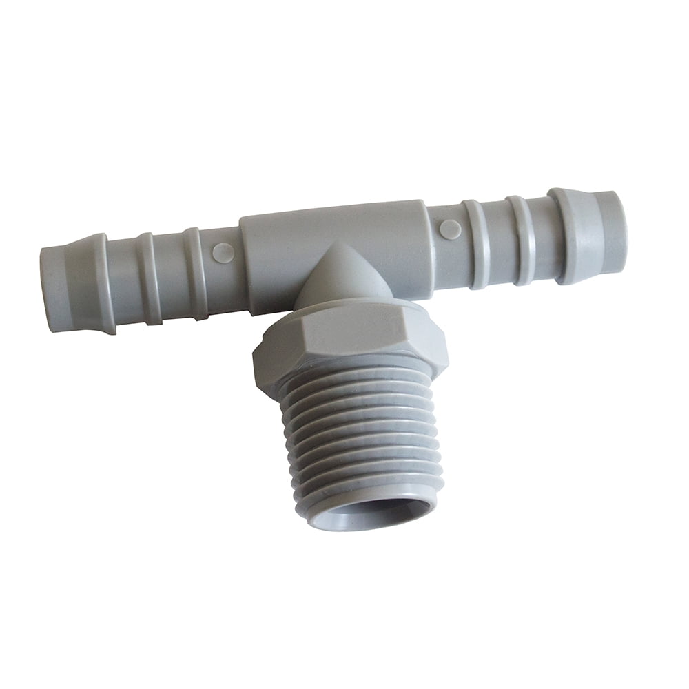 Gray Tefen Nylon 66 Hose Fitting Tee Adapter Pack of 5 3/4 Hose ID x 1/2 NPT Male x 3/4 Hose ID 