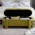 thumbnail image 5 of Modern Velvet Ottoman with Storage Entryway  for Living Room  Upholstered End of Bed  with Safty Hinge for Bedroom/Living Room/Lounge/Corner, Olive, 5 of 9