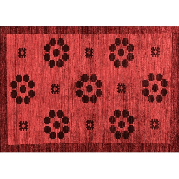 Ahgly Company Indoor Rectangle Abstract Red Modern Area Rugs, 2' x 3'