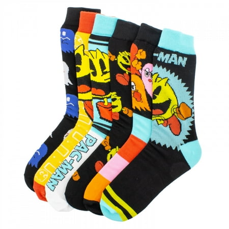 Pac-Man Assorted Blue Crew Socks 6-Pack