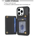 thumbnail image 4 of Dteck for Apple iPhone 11 Card Holder Back Case with Pockets, Premium PU Leather ID Cash Credit Slots Magnetic Kickstand Flip Folio Slim Hard Protective Cover, black, 4 of 7