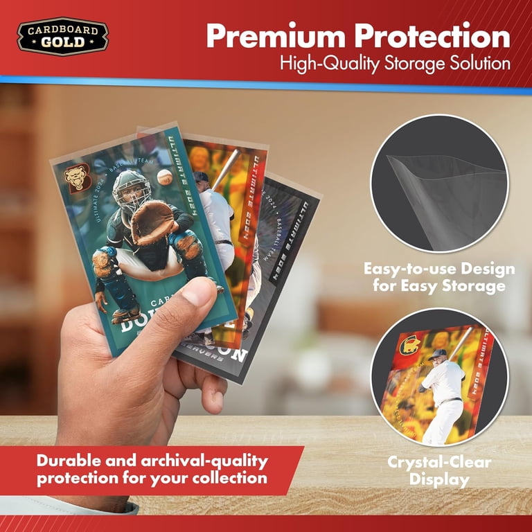 cardboard gold card sleeves Amazon.com: Cardboard Gold Super Premium Card Sleeves - Penny Sleeves for  Trading Cards - Ultra Clear OPP 2 mil - 2 5/8" x 3 5/8"